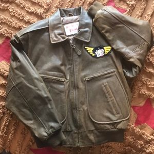 American Toons Betty Boop leather bomber jacket.